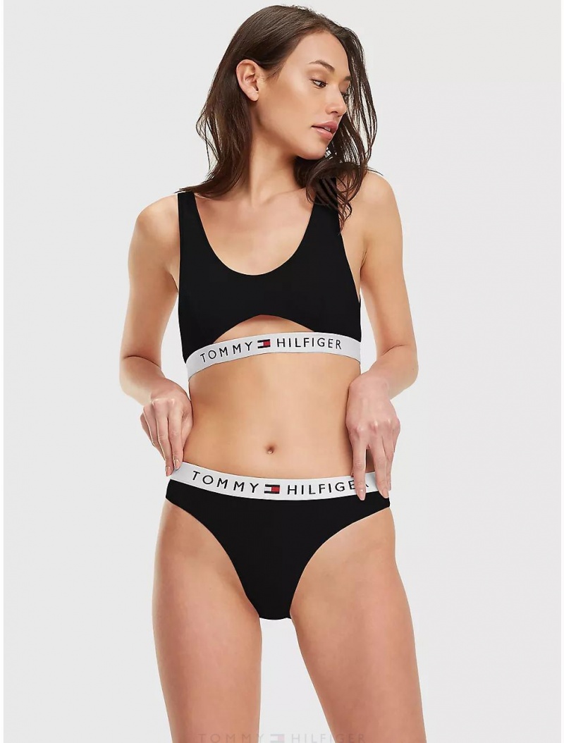 Tommy Hilfiger Logo Bikini Panties Black | 7485-GOFNT