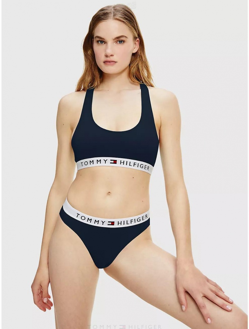 Tommy Hilfiger Logo Bikini Panties Navy Blazer | 7453-EWYVF