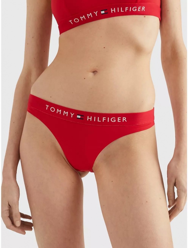 Tommy Hilfiger Logo Brazilian Bikini Bottom Swimwear Primary Red | 4175-DVYXM