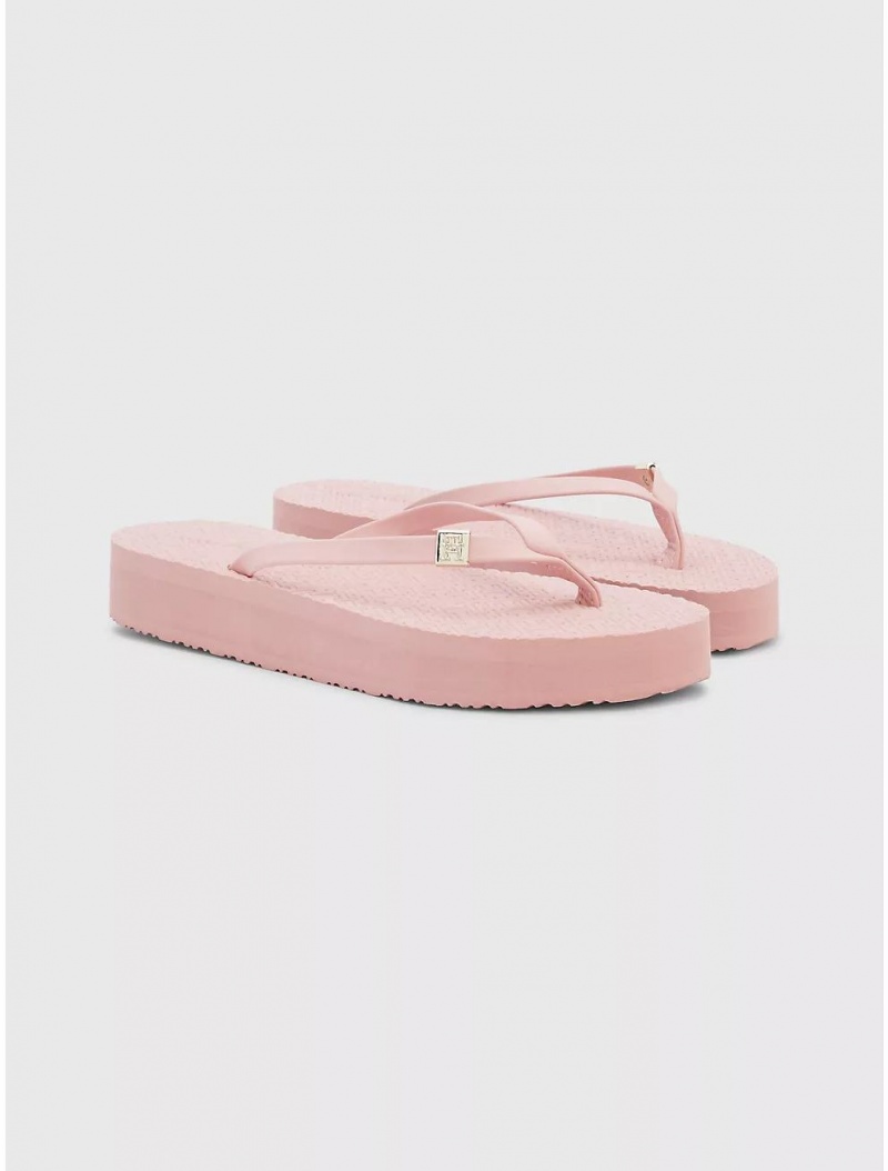 Tommy Hilfiger Logo Flat Platform Sandal Shoes Soothing Pink | 2478-PKOBJ