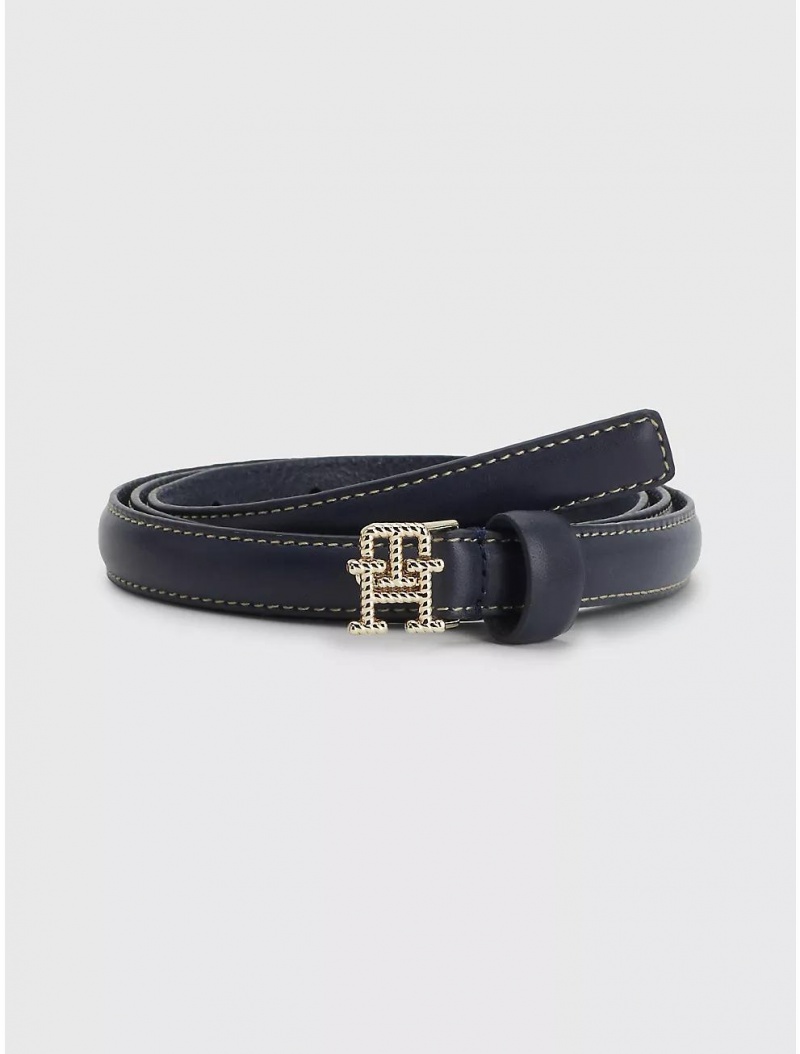 Tommy Hilfiger Logo High-Waisted Belt Belts Space Blue | 4378-YCHUA