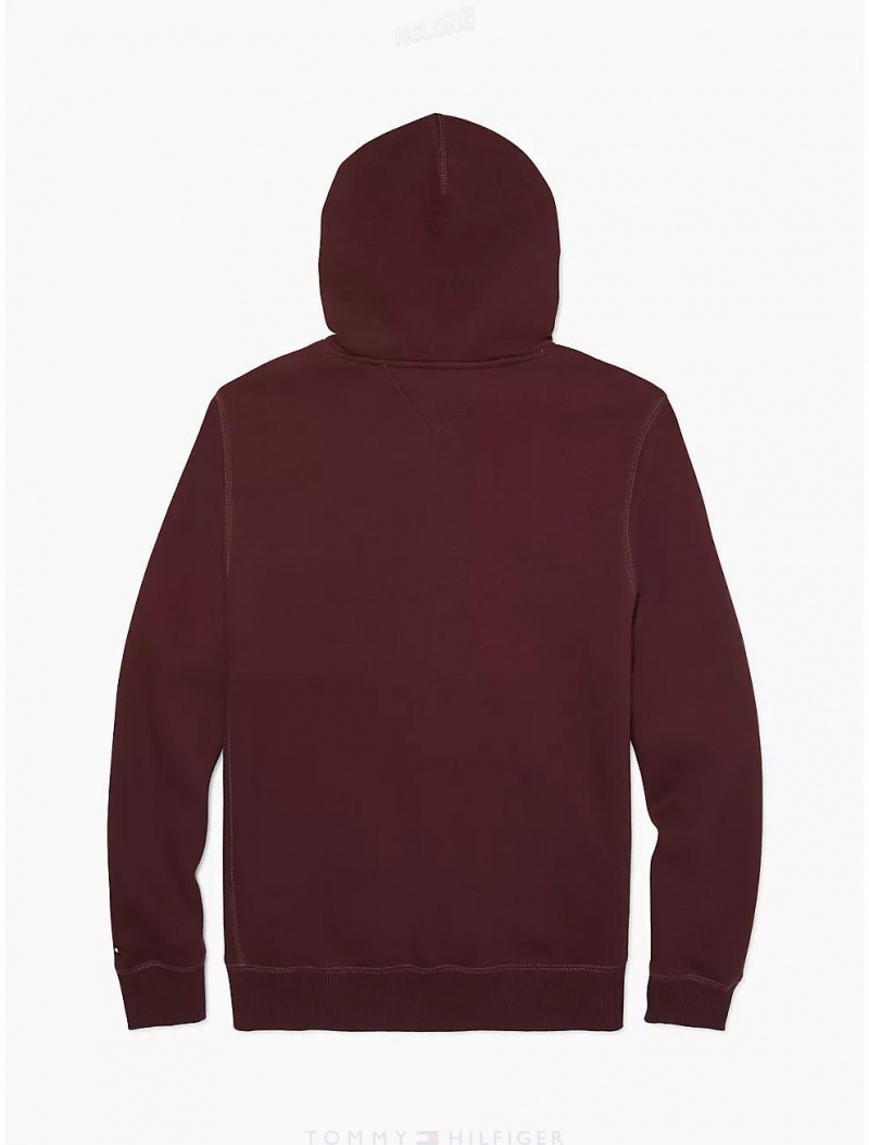 Tommy Hilfiger Logo Hoodie Tops Dark Cabernet | 4789-DFOPV