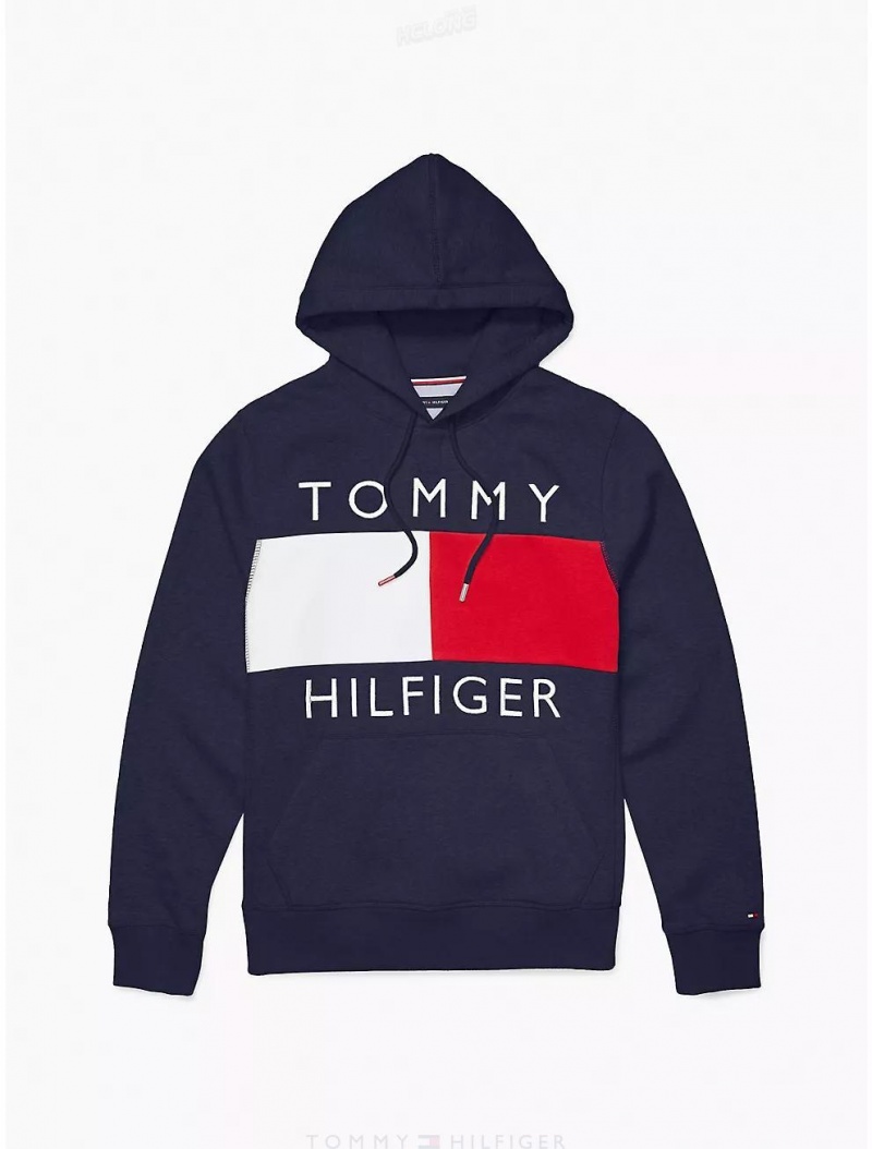 Tommy Hilfiger Logo Hoodie Tops Desert Sky | 8027-VMICG