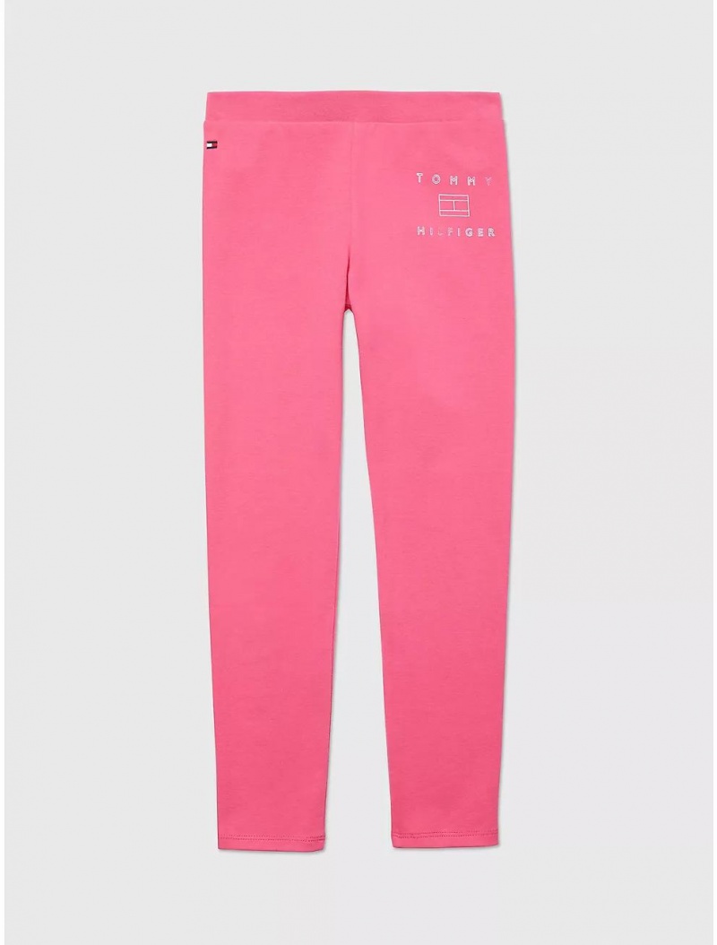 Tommy Hilfiger Logo Legging Bottoms Coral Berry | 8450-NIJSH