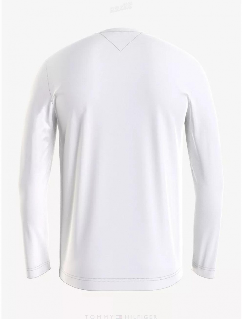 Tommy Hilfiger Logo Long-Sleeve T-Shirt T-Shirts Fresh White | 5196-IRKMF