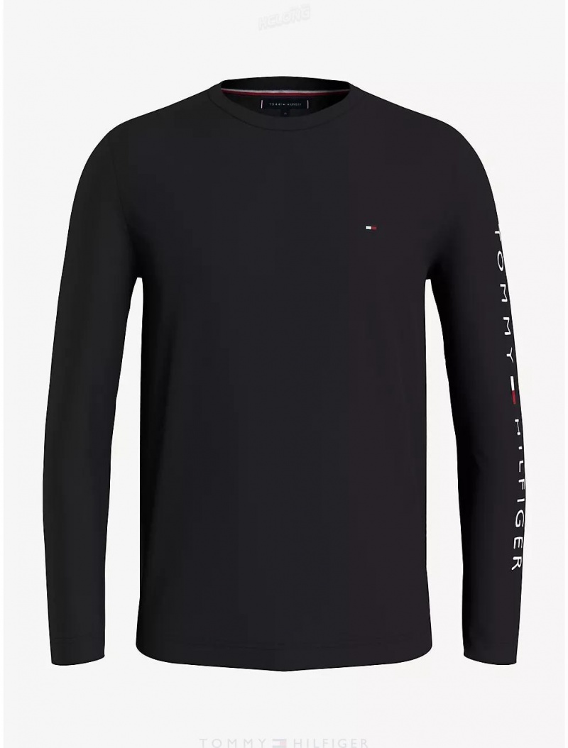 Tommy Hilfiger Logo Long-Sleeve T-Shirt T-Shirts Dark Sable | 7532-GTHBV