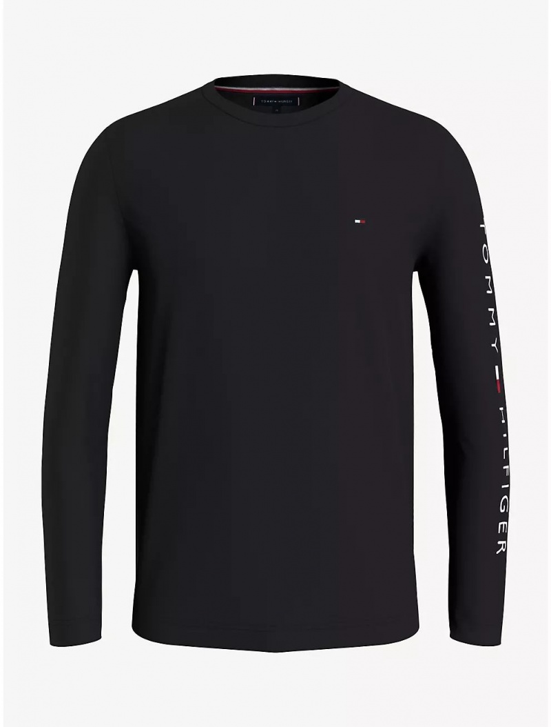 Tommy Hilfiger Logo Long-Sleeve T-Shirt T-Shirts Dark Sable | 7532-GTHBV