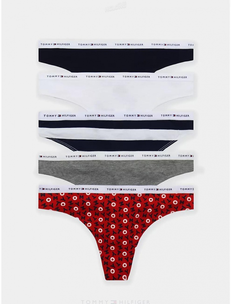 Tommy Hilfiger Logo Mix Thong 5-Pack Panties Multi | 9260-MJOLR