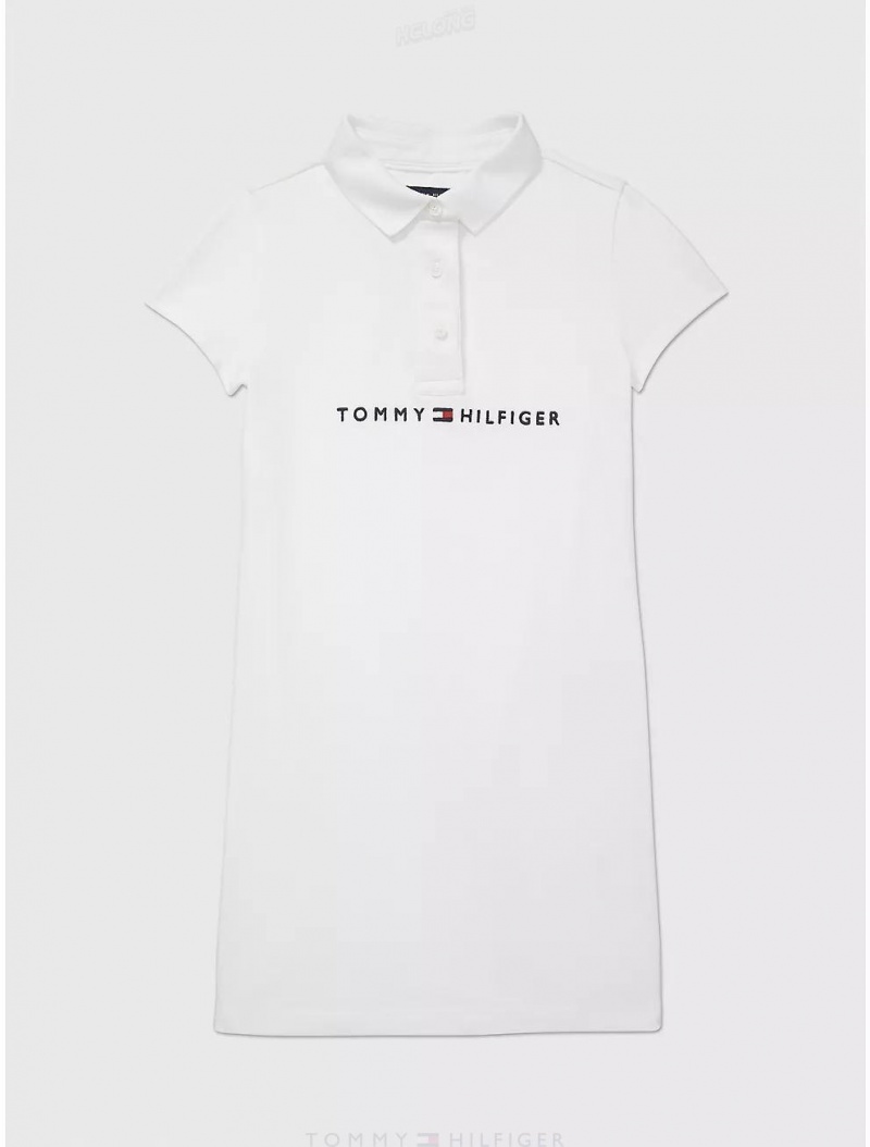 Tommy Hilfiger Logo Polo Dress Dresses & Skirts Fresh White | 4581-TZIDF