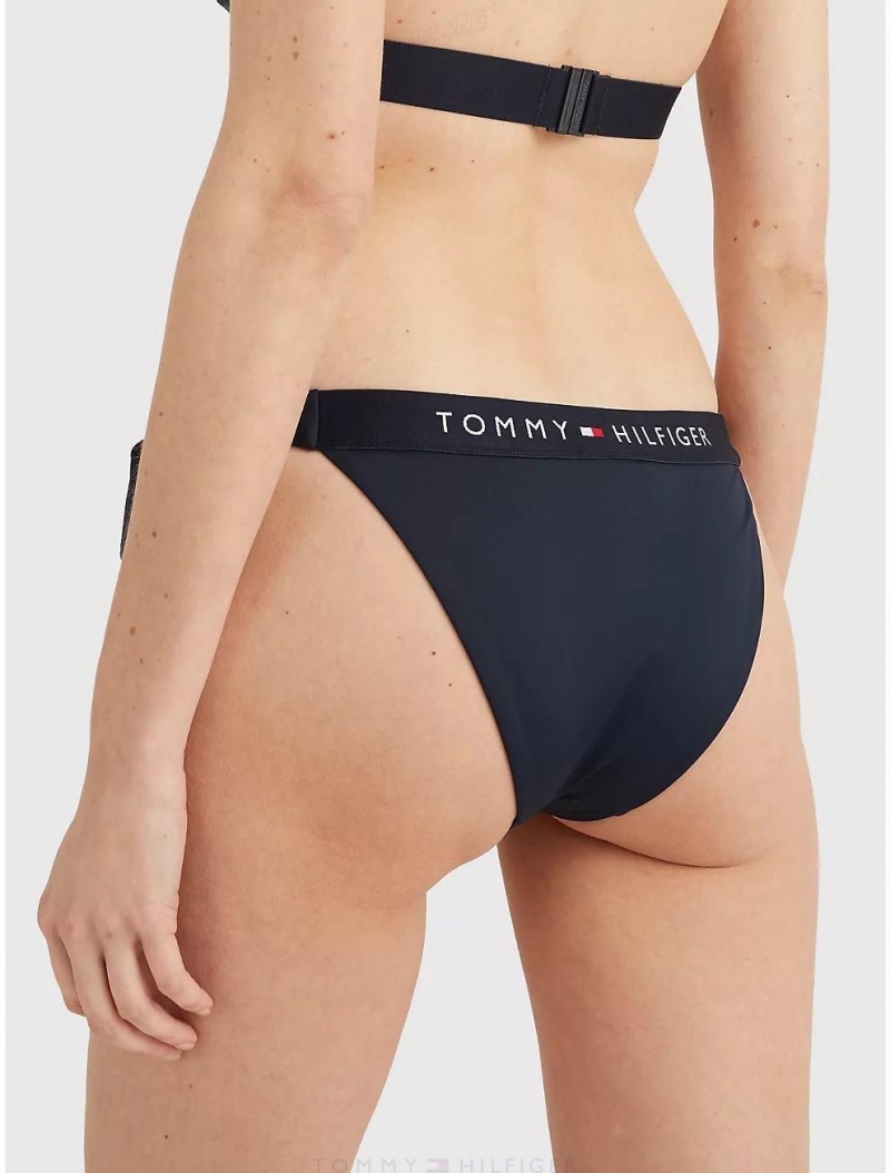 Tommy Hilfiger Logo Side-Tie Cheeky Bikini Bottom Swimwear Desert Sky | 3907-CSKGT