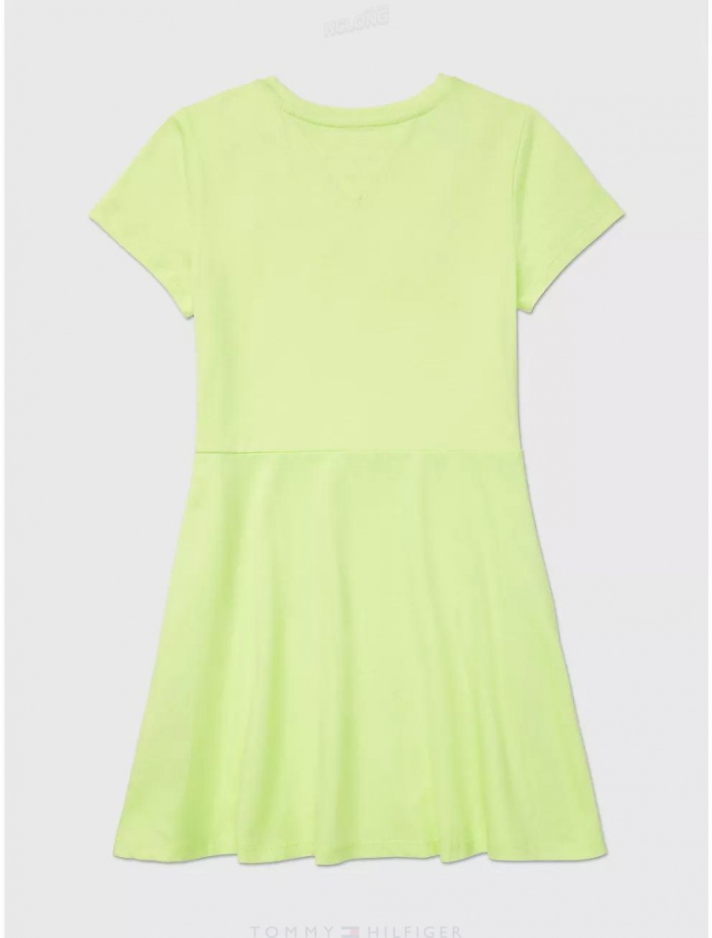 Tommy Hilfiger Logo Skater Dress Dresses & Skirts Bottom Sea Green | 7148-DFQCW