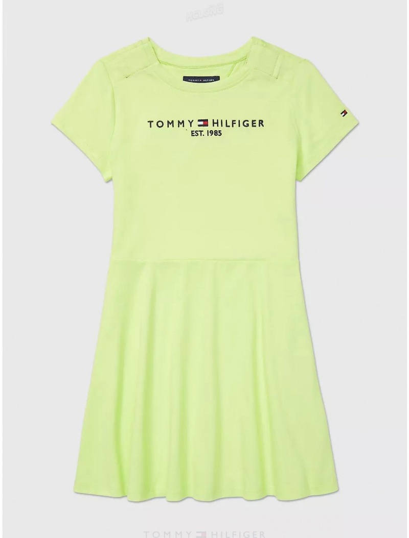 Tommy Hilfiger Logo Skater Dress Dresses & Skirts Bottom Sea Green | 7148-DFQCW