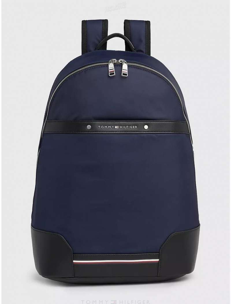 Tommy Hilfiger Logo Stripe Backpack Bags Space Blue | 4205-GKQBT