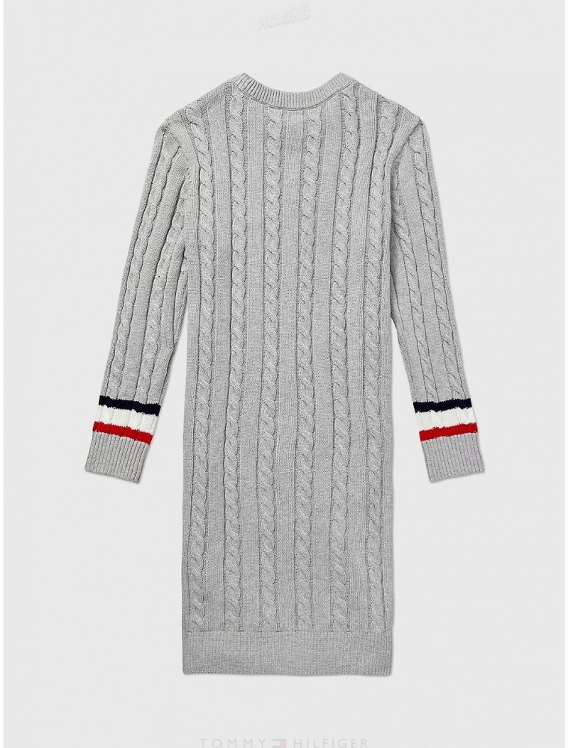 Tommy Hilfiger Logo Stripe Cable Dress Dresses & Skirts Grey Heather | 7593-WRNFI