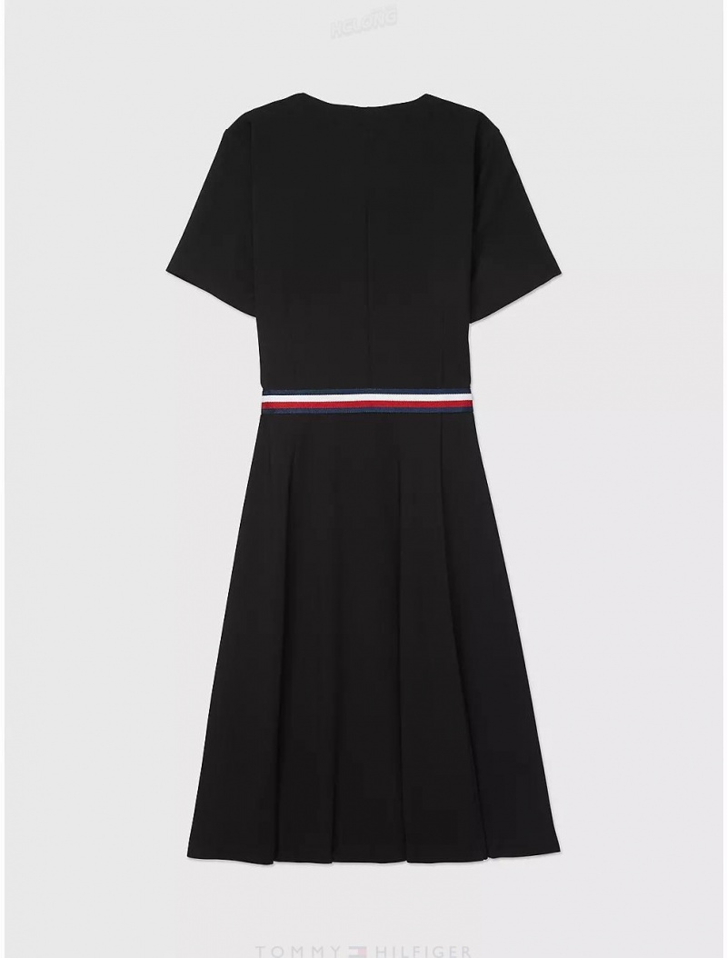 Tommy Hilfiger Logo Stripe Dress Dresses & Skirts Dark Sable | 6194-FWJDP