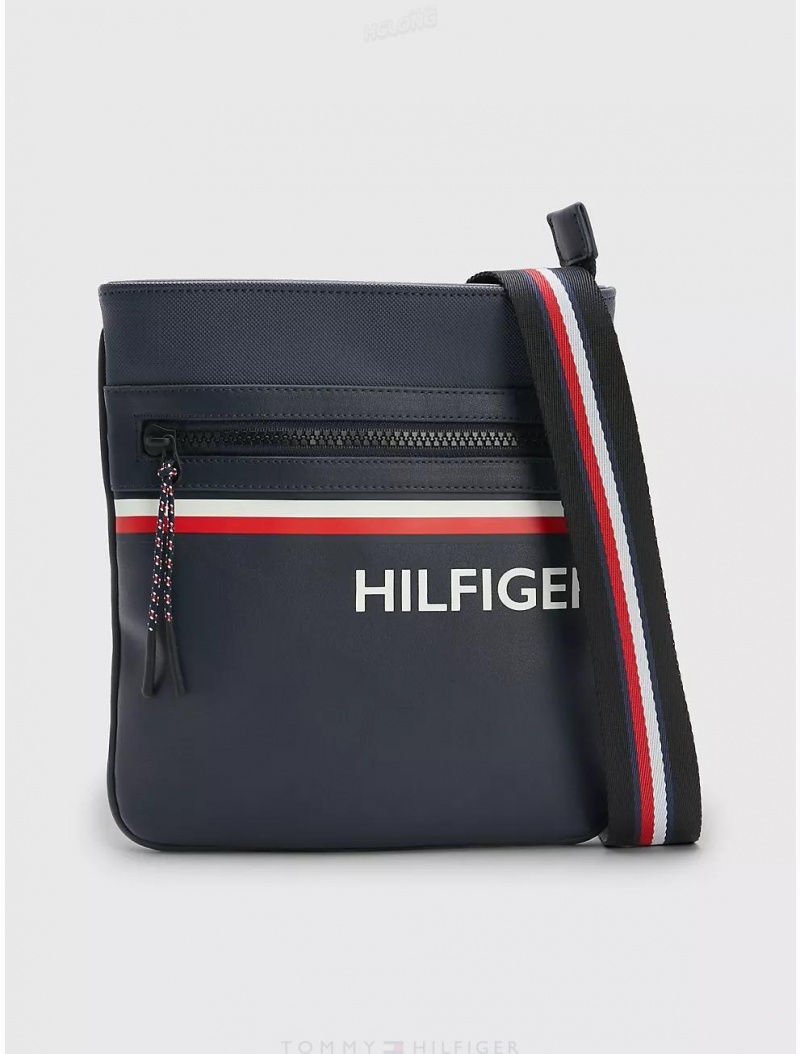 Tommy Hilfiger Logo Stripe Mini Crossbody Bags Space Blue | 0816-FWAQC