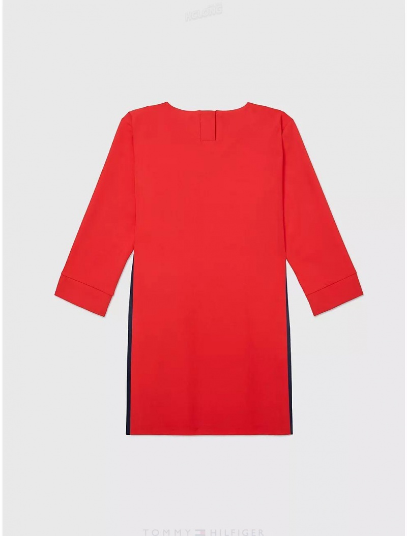 Tommy Hilfiger Logo Stripe Shift Dress Dresses & Skirts Primary Red | 4790-VOXPY