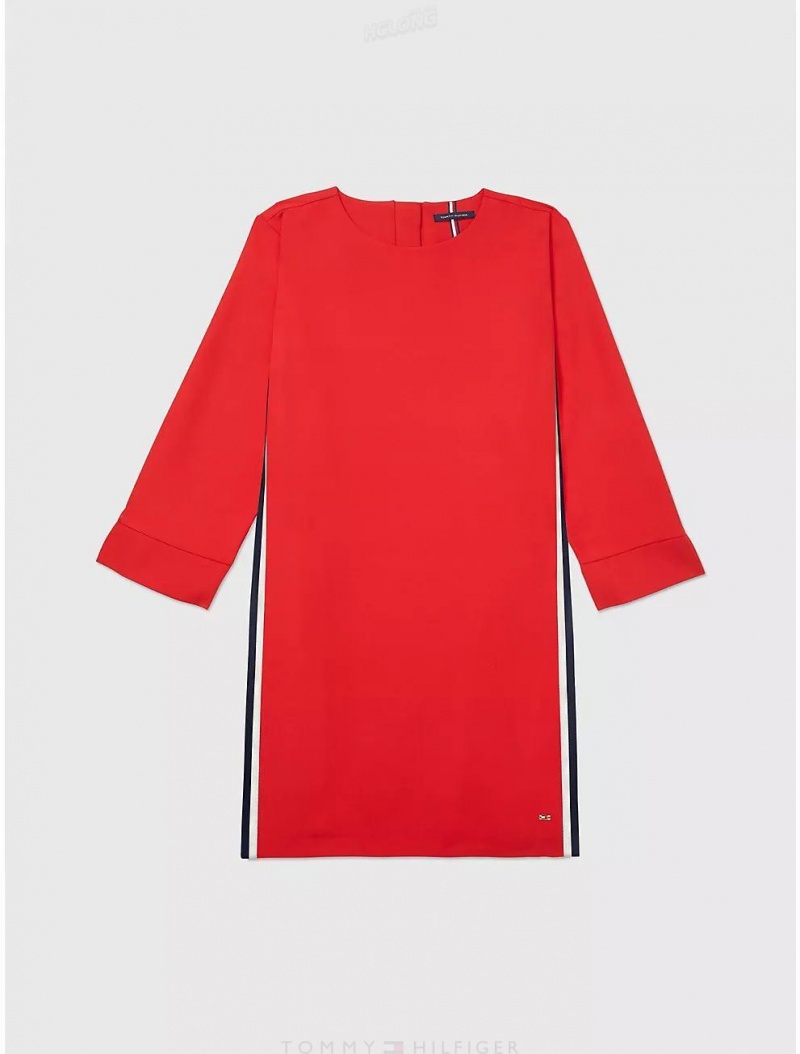 Tommy Hilfiger Logo Stripe Shift Dress Dresses & Skirts Primary Red | 4790-VOXPY