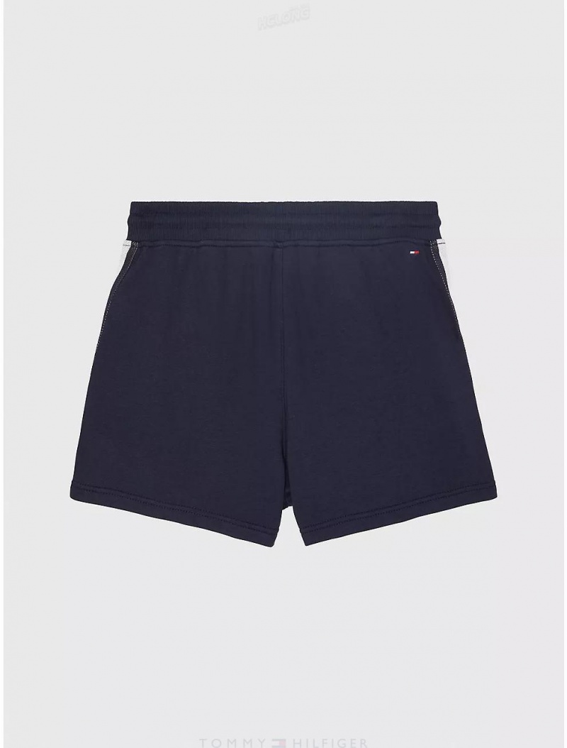 Tommy Hilfiger Logo Stripe Short Bottoms Masters Navy | 7564-CDTEI