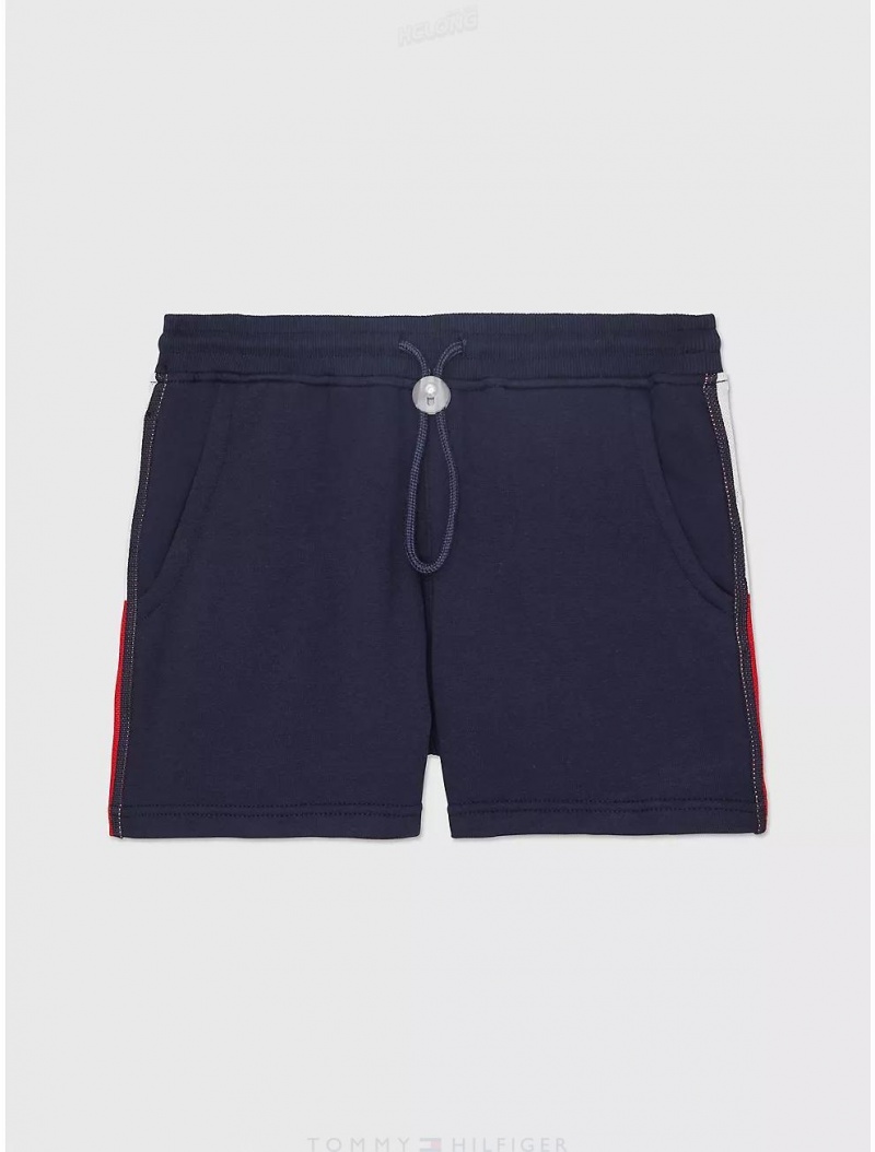 Tommy Hilfiger Logo Stripe Short Bottoms Masters Navy | 7564-CDTEI