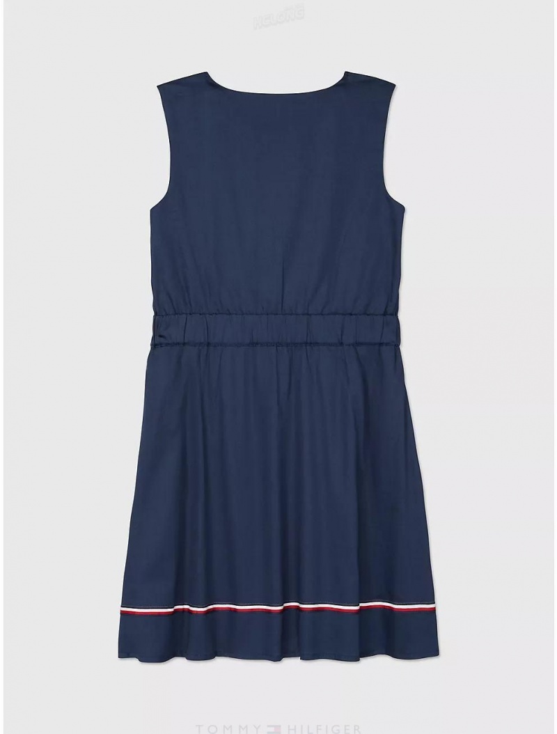 Tommy Hilfiger Logo Stripe Sleeveless Dress Dresses & Skirts Cobalt Sapphire | 8291-BNGOI