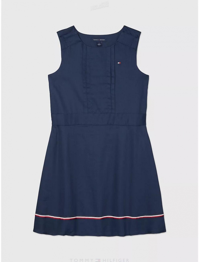 Tommy Hilfiger Logo Stripe Sleeveless Dress Dresses & Skirts Cobalt Sapphire | 8291-BNGOI