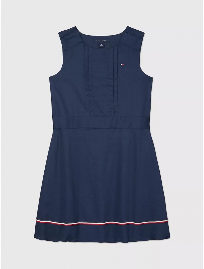 Tommy Hilfiger Logo Stripe Sleeveless Dress Dresses & Skirts Cobalt Sapphire | 8291-BNGOI