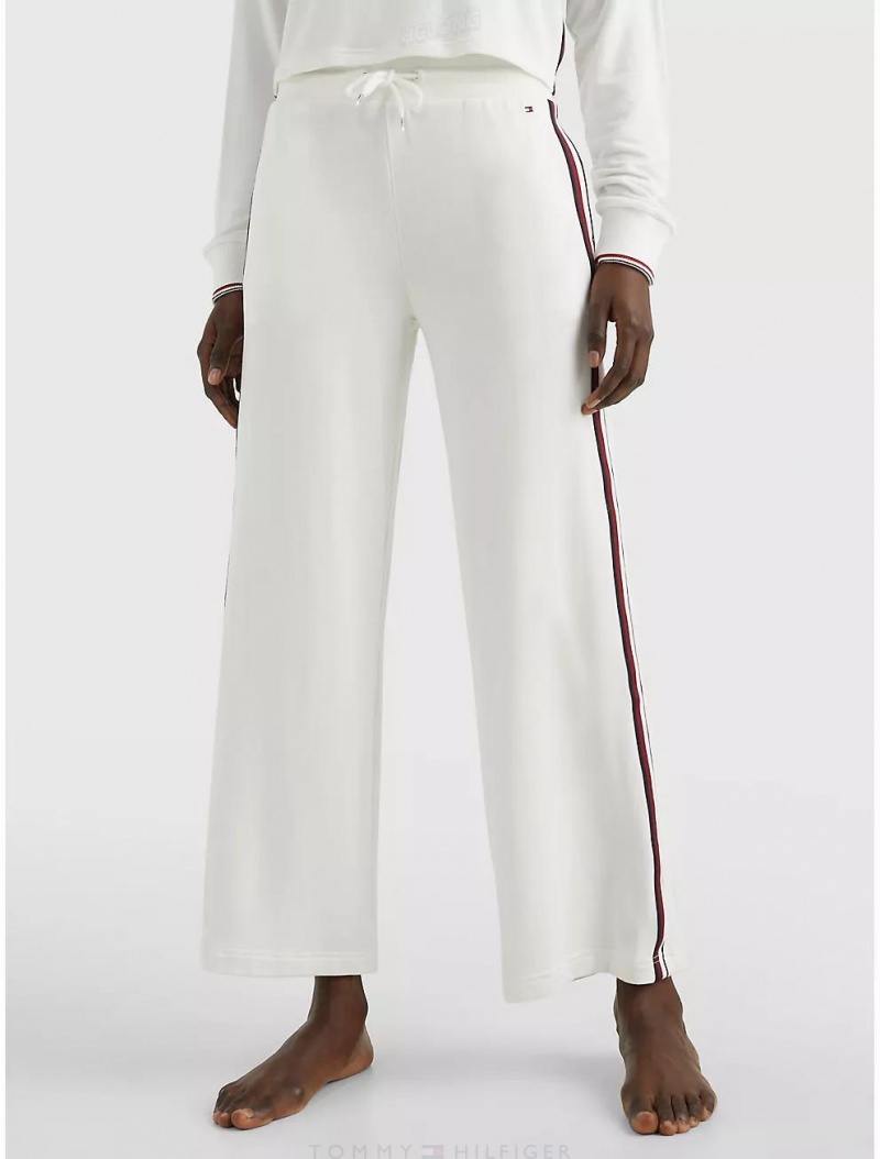 Tommy Hilfiger Logo Stripe Track Pant Sleepwear Ecru | 0491-ZUSIY