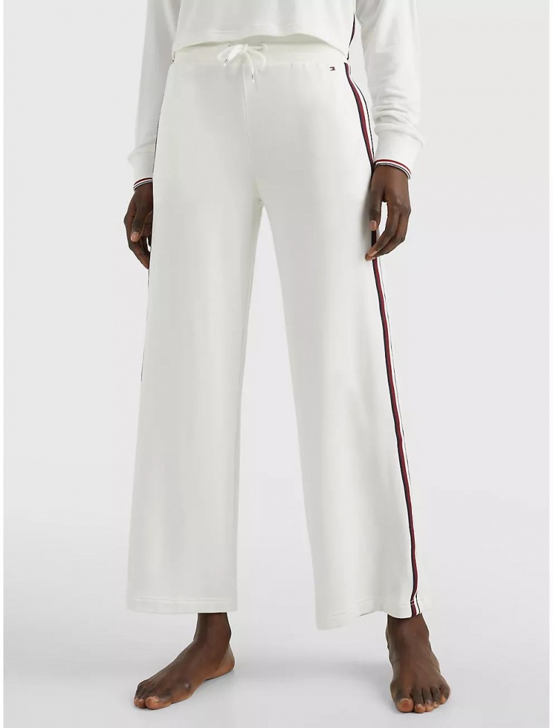 Tommy Hilfiger Logo Stripe Track Pant Sleepwear Ecru | 0491-ZUSIY