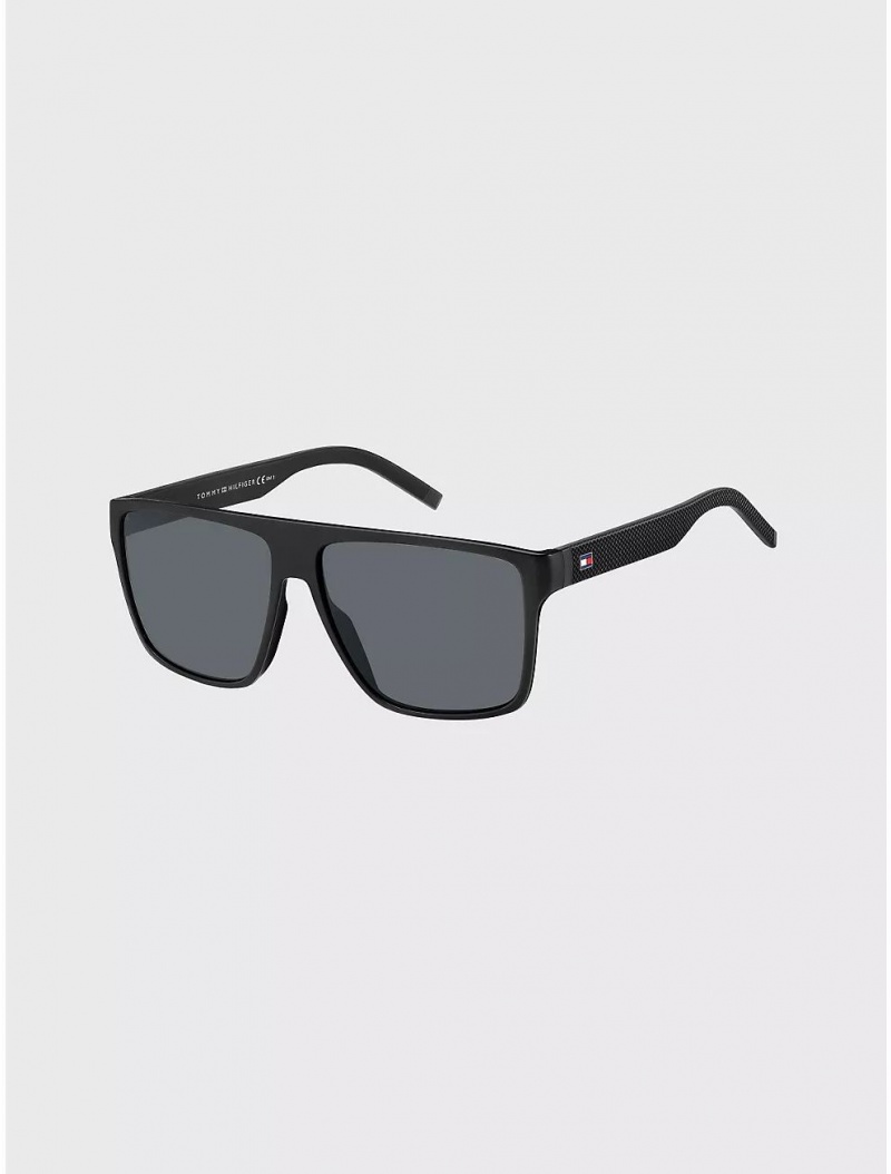 Tommy Hilfiger Logo Sunglasses Sunglasses Matte Black | 7540-WBJYS