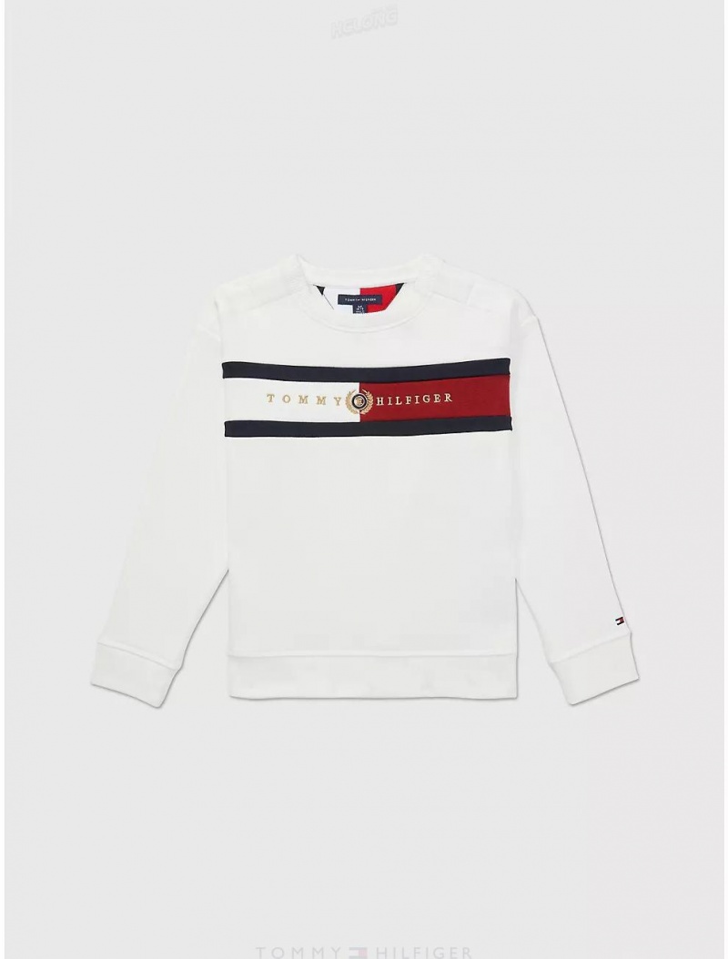 Tommy Hilfiger Logo Sweatshirt Tops Milky Way | 9056-KFEWQ