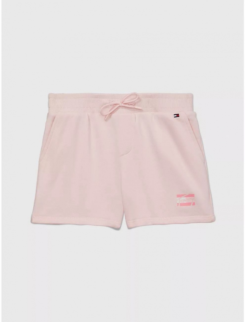 Tommy Hilfiger Logo Sweatshort Bottoms Delicate Pink | 3827-RYSOK