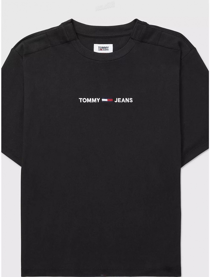 Tommy Hilfiger Logo T-Shirt Tops Dark Sable | 5023-JTCDI