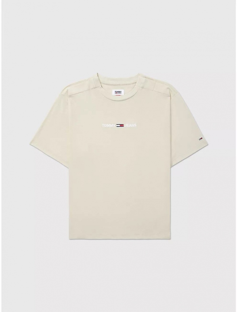 Tommy Hilfiger Logo T-Shirt Tops Palomino | 3475-GEVBZ