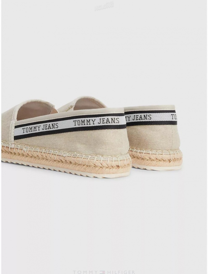 Tommy Hilfiger Logo Tape Espadrille Shoes Bleached Stone | 3812-EVKSF