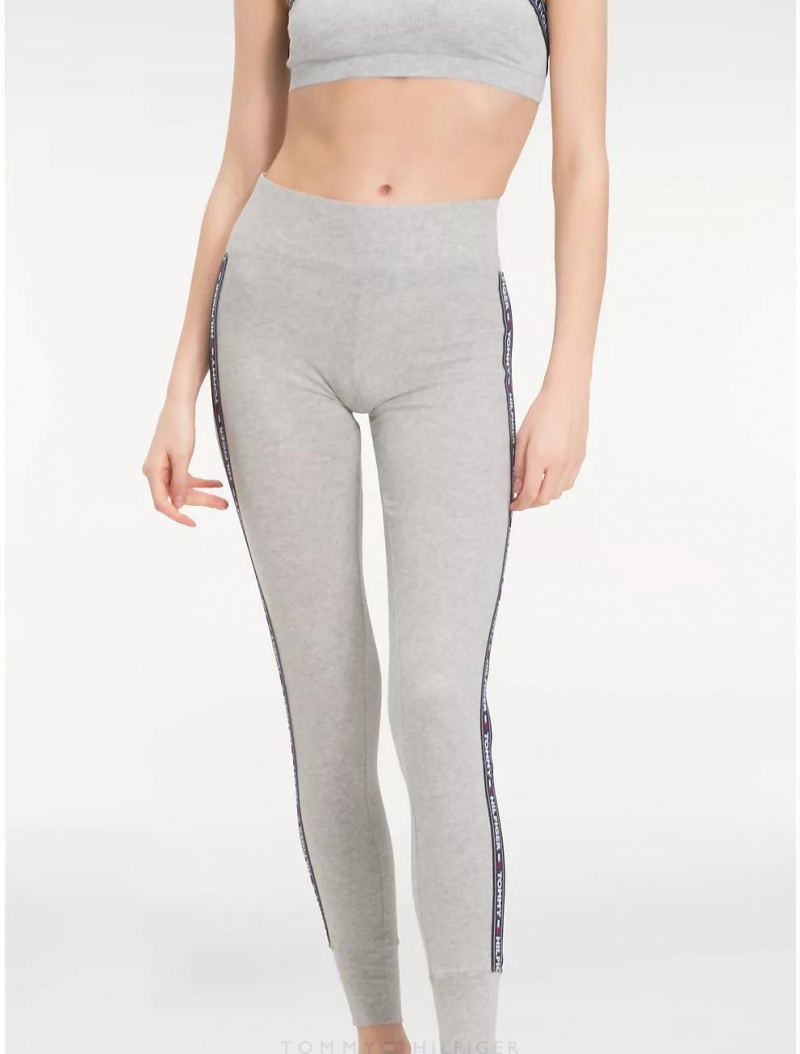 Tommy Hilfiger Logo Tape Legging Activewear Grey Heather | 9180-SQHBZ