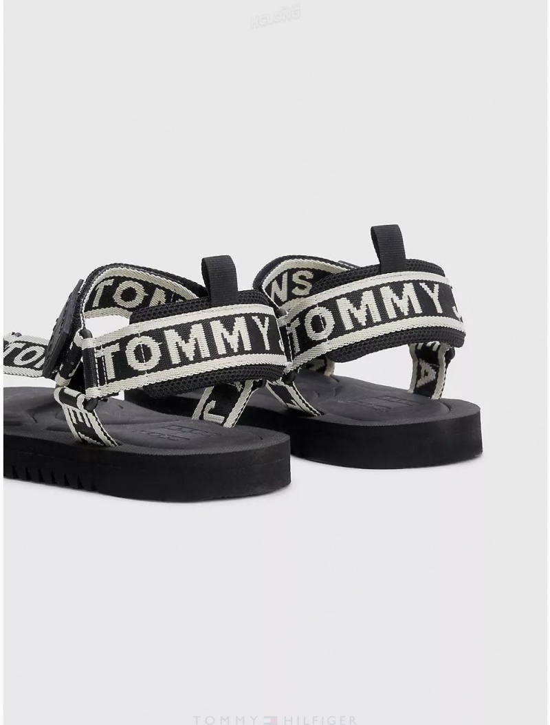 Tommy Hilfiger Logo Tape Sandal Shoes Black | 2439-OVEHA