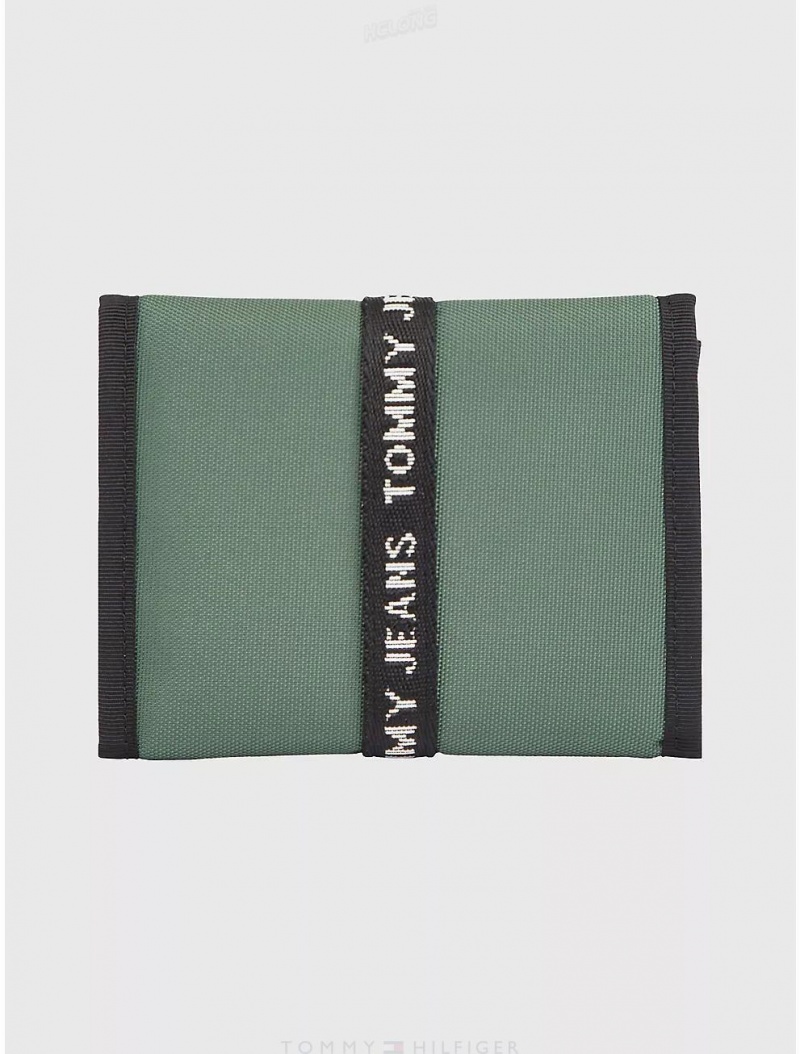 Tommy Hilfiger Logo Tape Trifold Wallet Wallets Urban Green | 1520-OJKNH