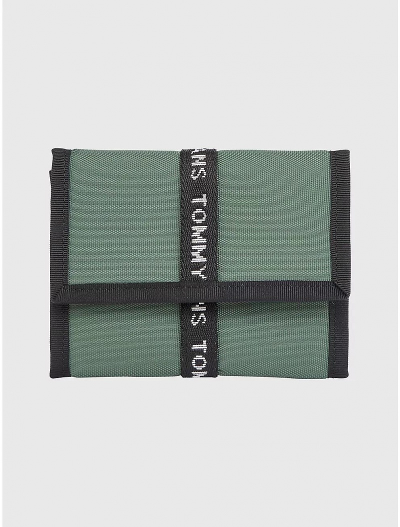 Tommy Hilfiger Logo Tape Trifold Wallet Wallets Urban Green | 1520-OJKNH