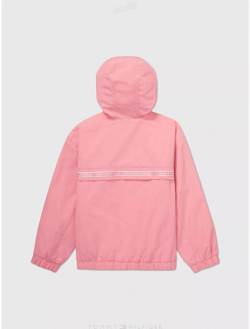 Tommy Hilfiger Logo Tape Windbreaker Jackets Popular Pink | 5342-HSEAT