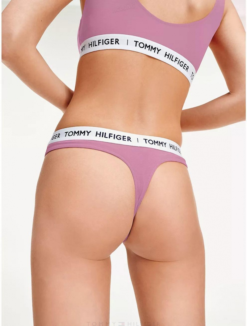 Tommy Hilfiger Logo Thong Panties Rose Tea | 0952-FWUPV