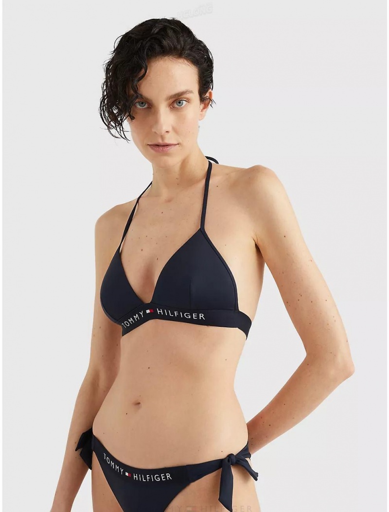 Tommy Hilfiger Logo Triangle Bikini Top Swimwear Desert Sky | 4275-AXDZW