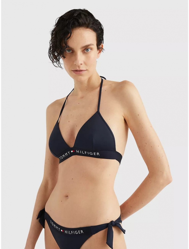 Tommy Hilfiger Logo Triangle Bikini Top Swimwear Desert Sky | 4275-AXDZW