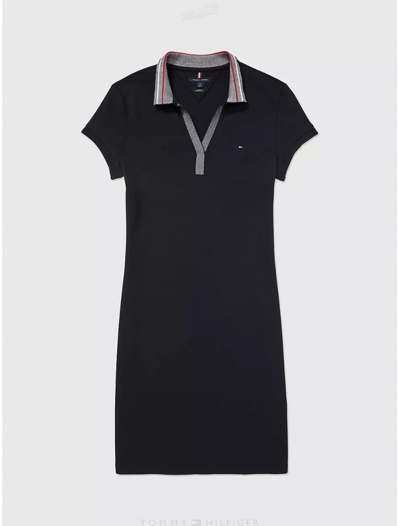 Tommy Hilfiger Logo Trim Polo Dress Dresses & Skirts Desert Sky | 8745-VXJDQ