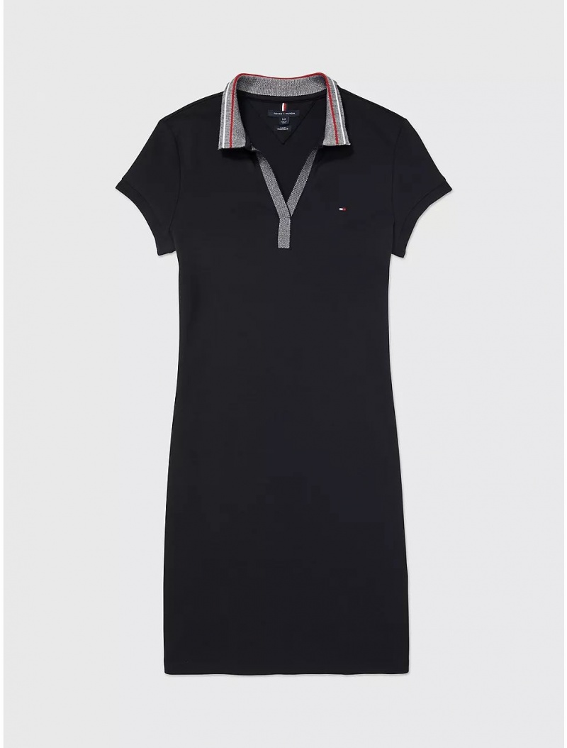 Tommy Hilfiger Logo Trim Polo Dress Dresses & Skirts Desert Sky | 8745-VXJDQ