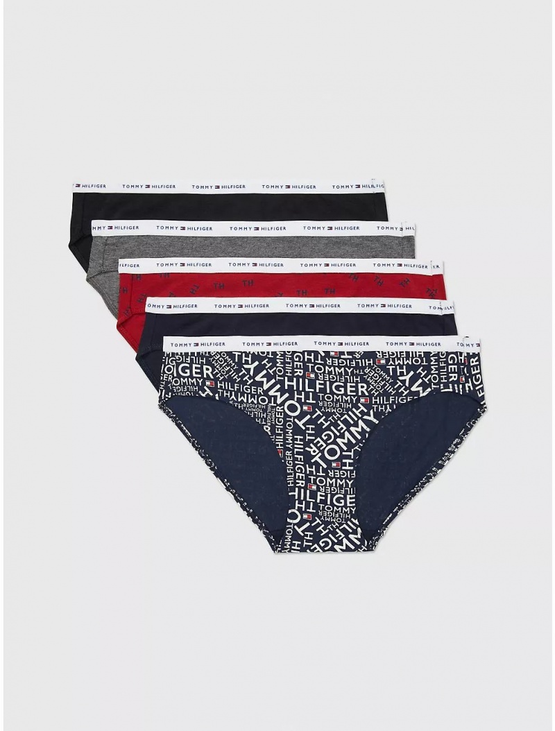 Tommy Hilfiger Mix Logo Bikini Brief 5-Pack Panties Flag City Grid | 4568-APVFL