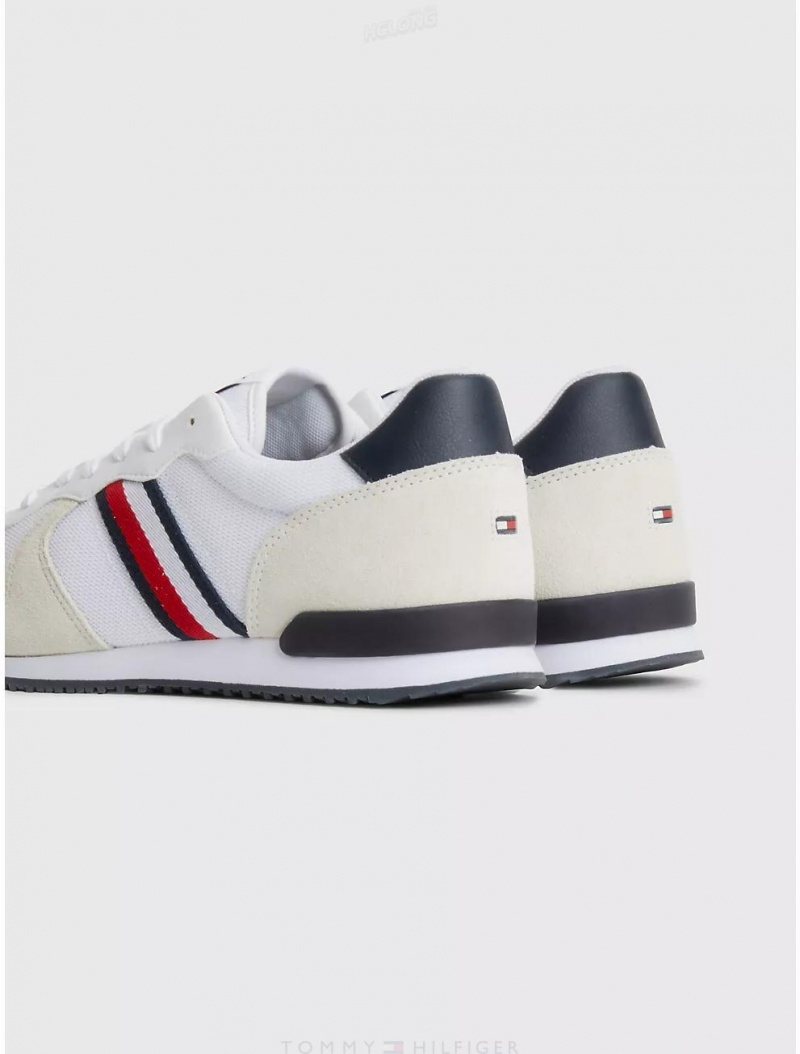 Tommy Hilfiger Mixed Materials Logo Sneaker Shoes White | 7351-JVACG