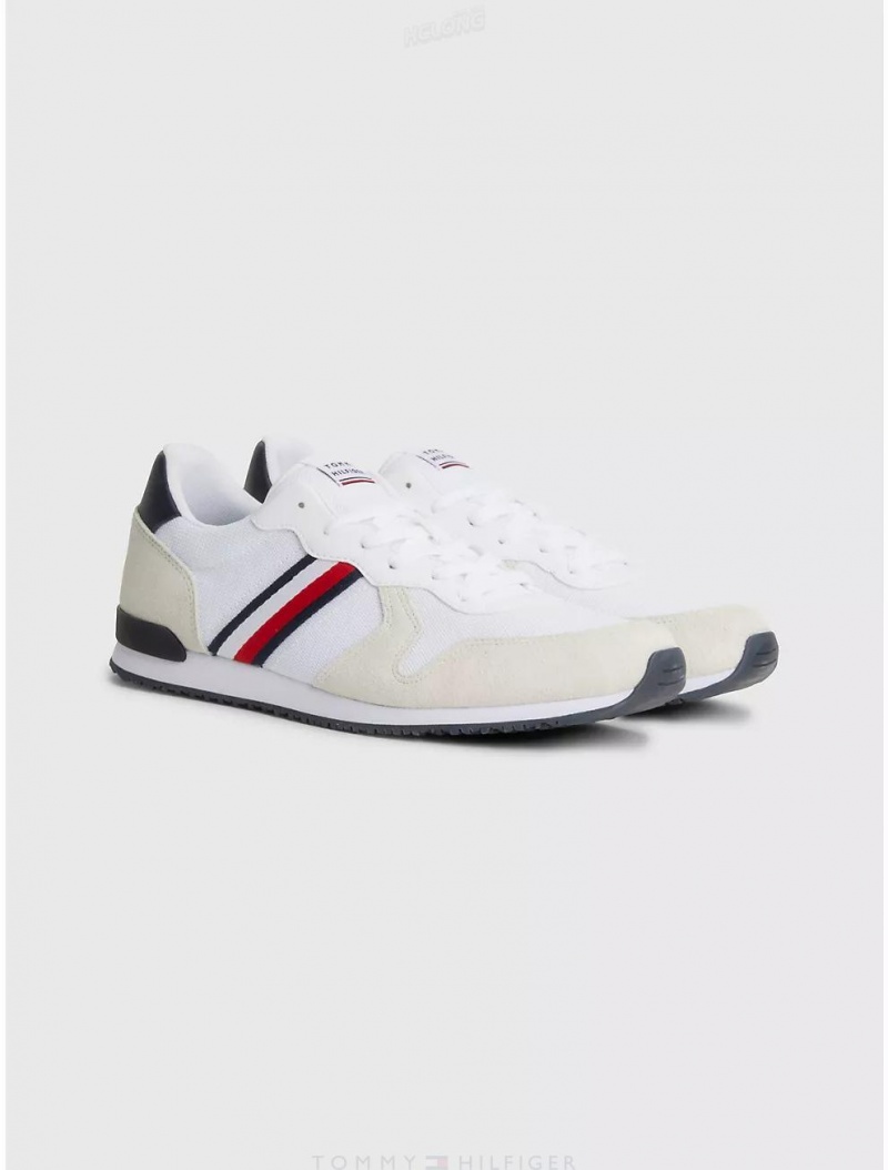 Tommy Hilfiger Mixed Materials Logo Sneaker Shoes White | 7351-JVACG