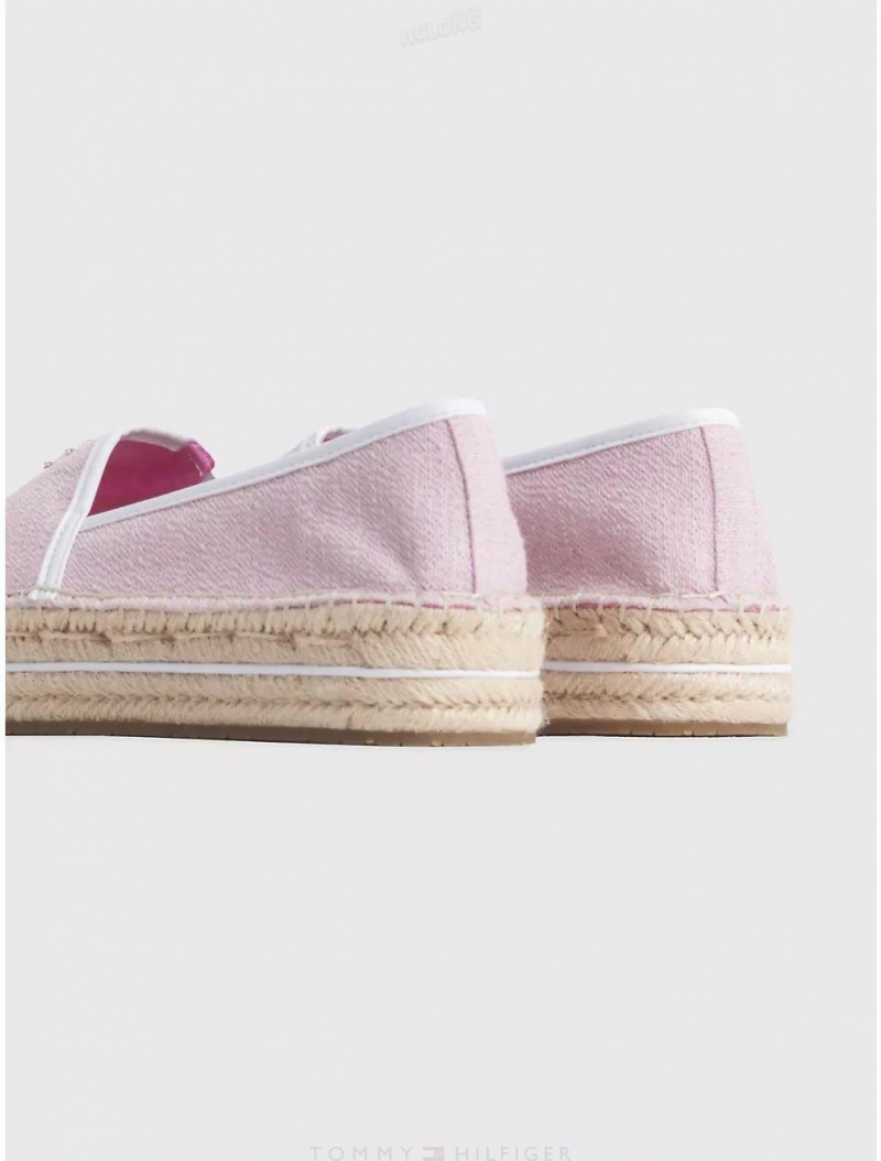 Tommy Hilfiger Monogram Platform Espadrille Shoes Pink Daisy | 4830-POIFU