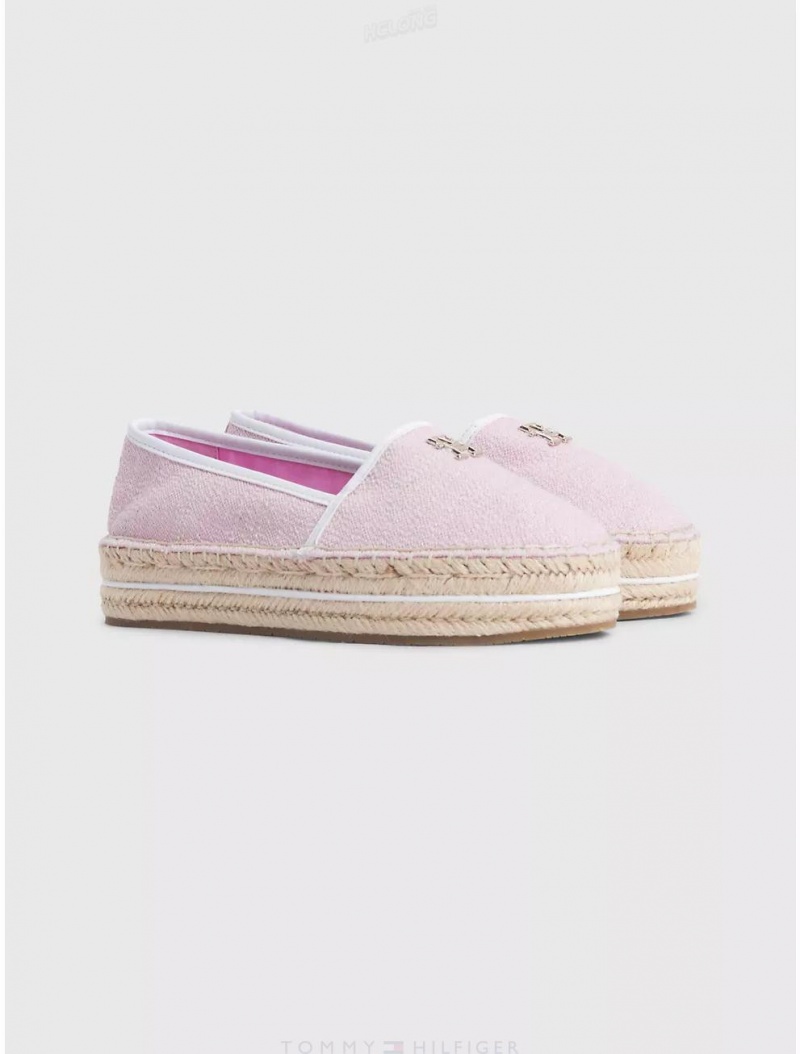 Tommy Hilfiger Monogram Platform Espadrille Shoes Pink Daisy | 4830-POIFU